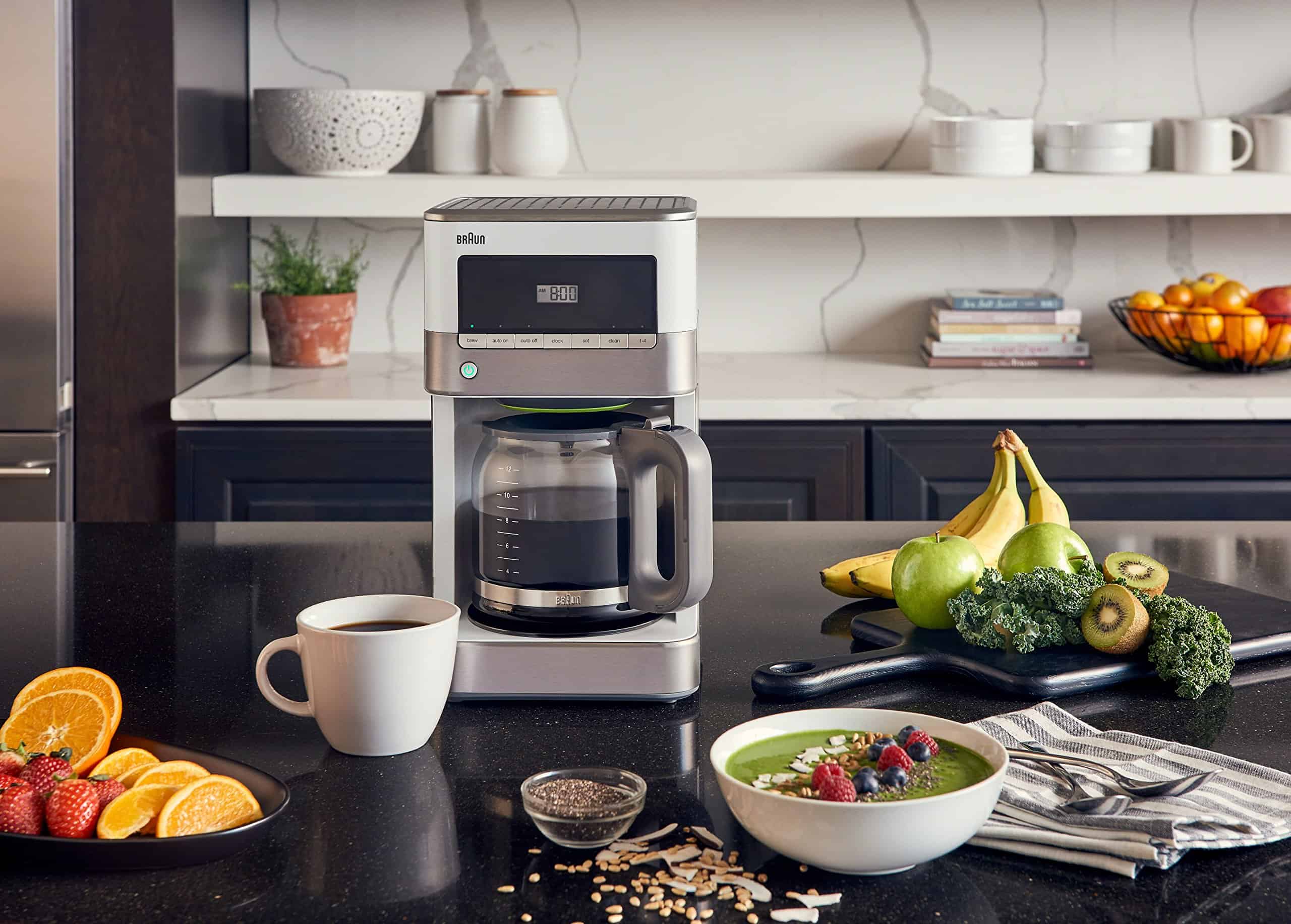 Braun BrewSense 12-Cup Drip Coffee Maker with Brew Strength Selector and Glass Carafe - White