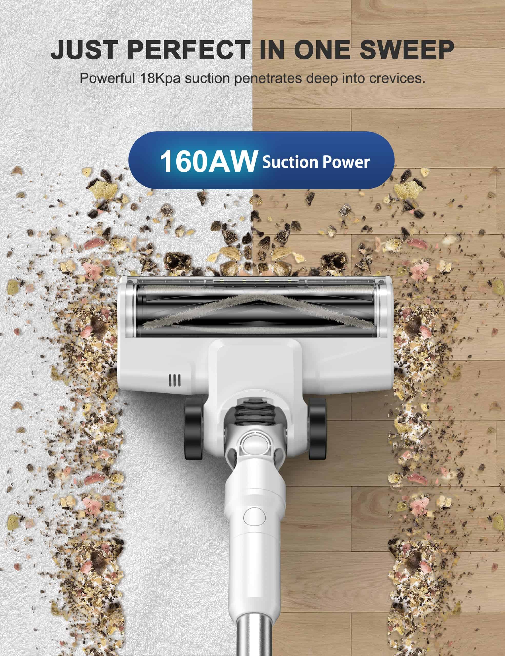 Nismile Cordless Vacuum Cleaner, Stick & Handheld Vacuum, 18Kpa Strong Suction, 6000mAh Vacuum Cleaner