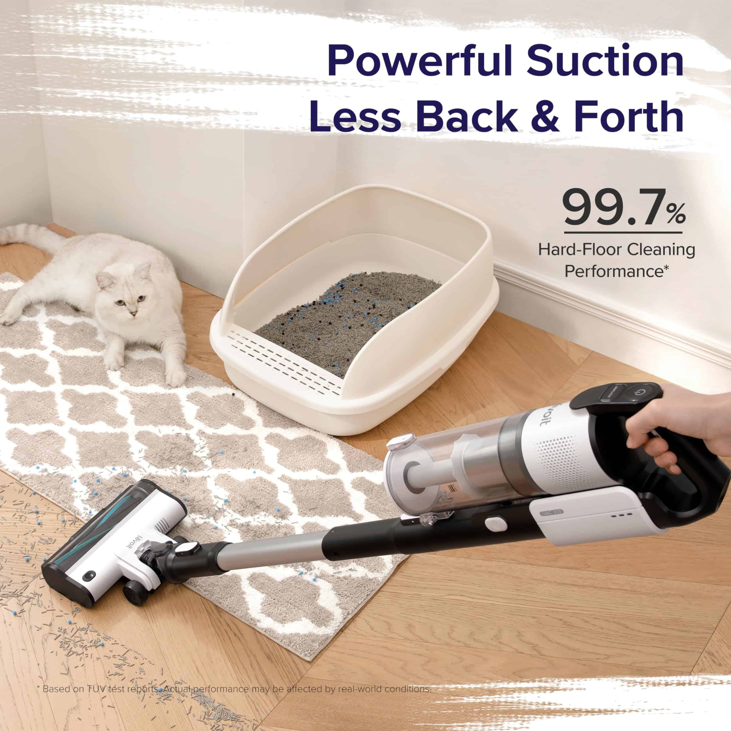 LEVOIT Cordless Vacuum Cleaner, Stick Vac with Tangle-Resistant Design, Black & White