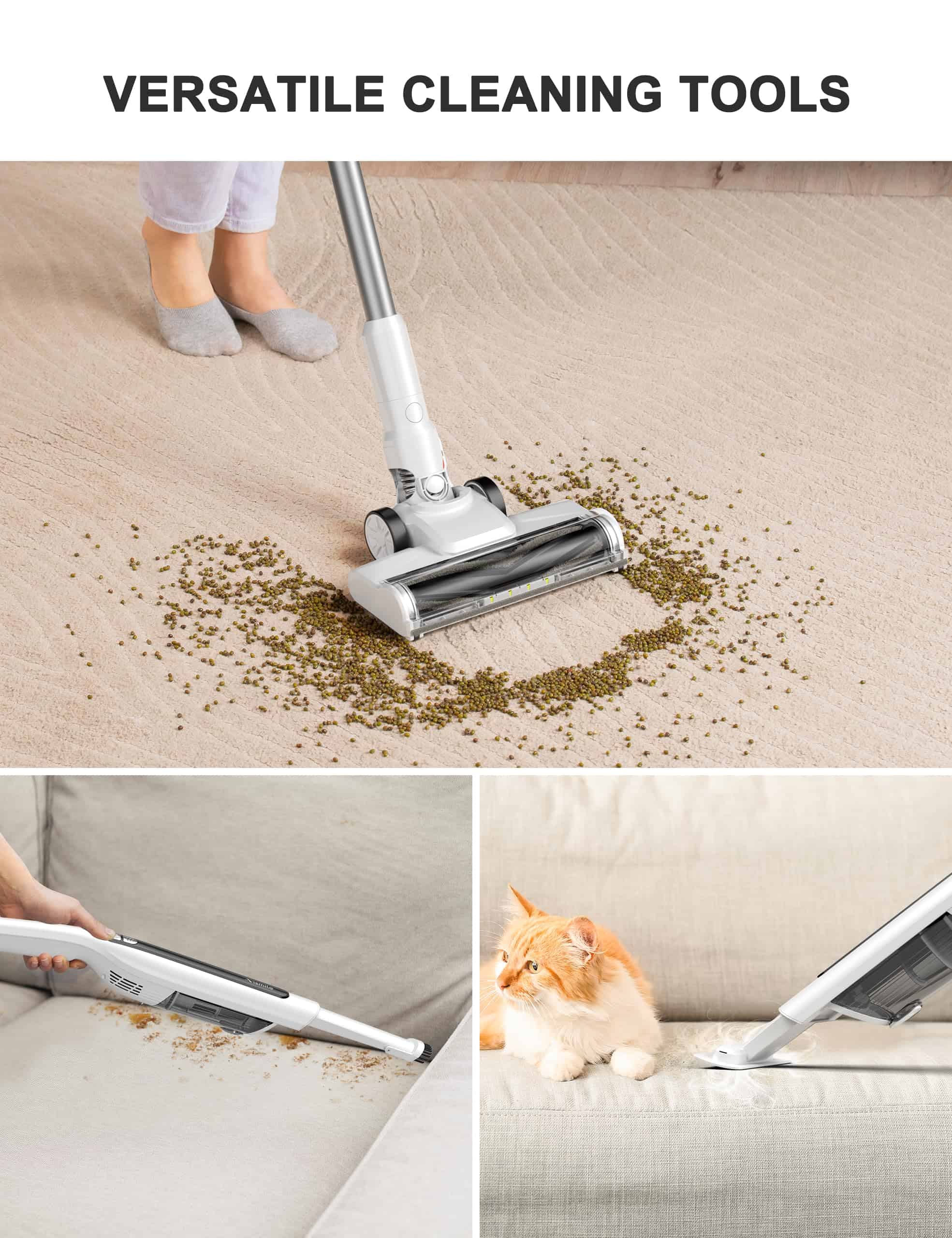 Nismile Cordless Vacuum Cleaner, Stick & Handheld Vacuum, 18Kpa Strong Suction, 6000mAh Vacuum Cleaner