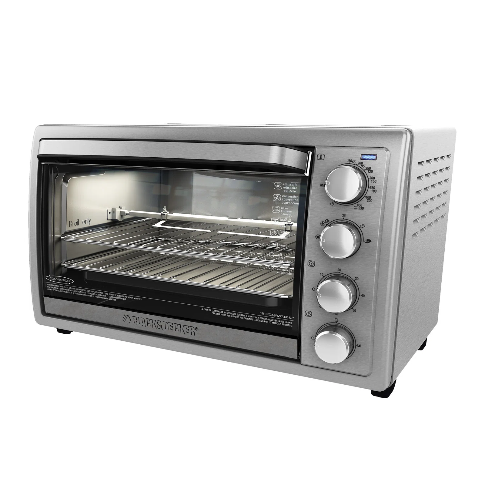 Black + Decker Rotisserie Countertop Convection Toaster Oven, Stainless Steel, TO4314SSD