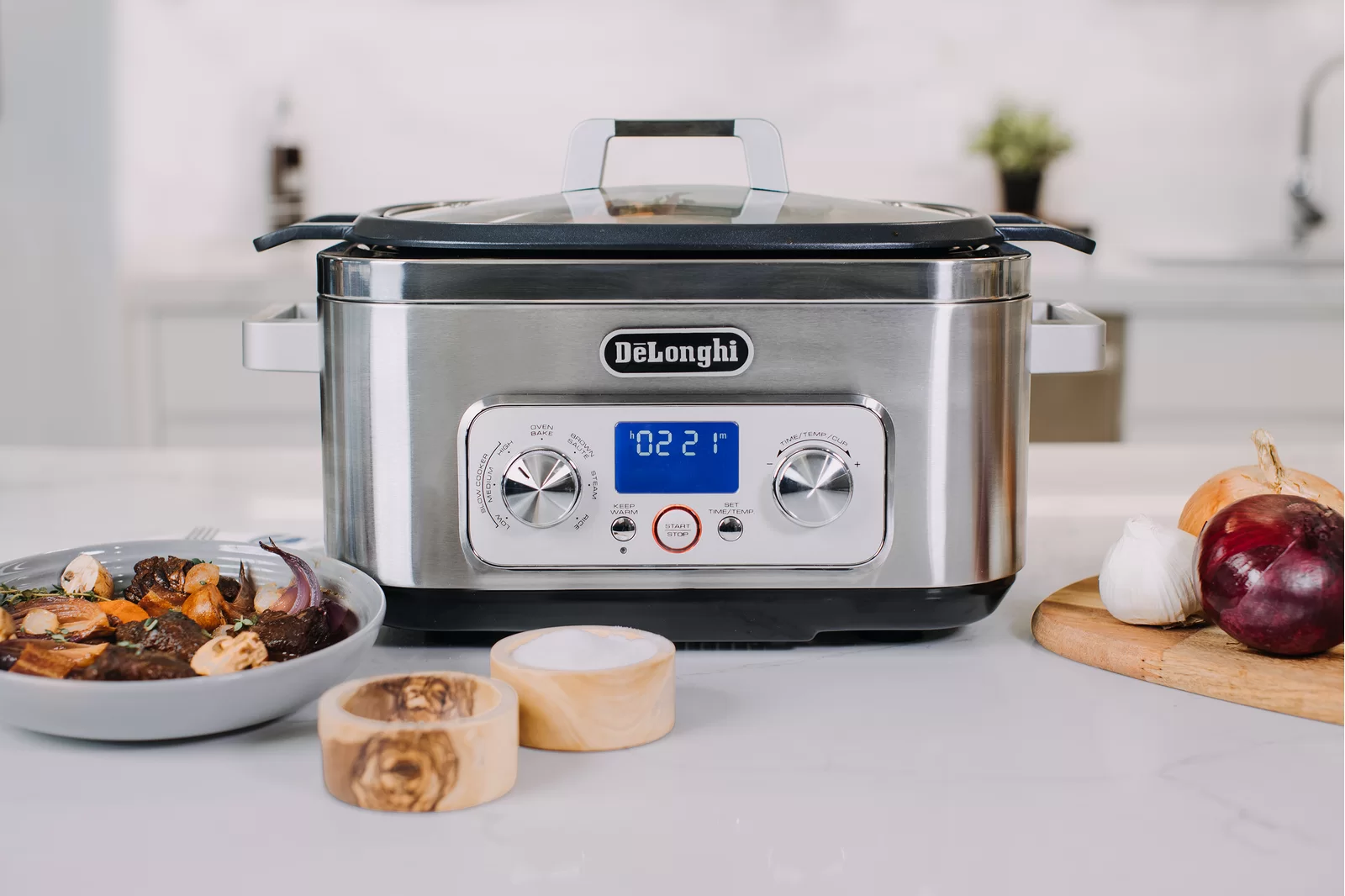 De'Longhi Livenza Multi-Cooker, Stainless Steel - 6 qt - Crock Pot Slow Cooker