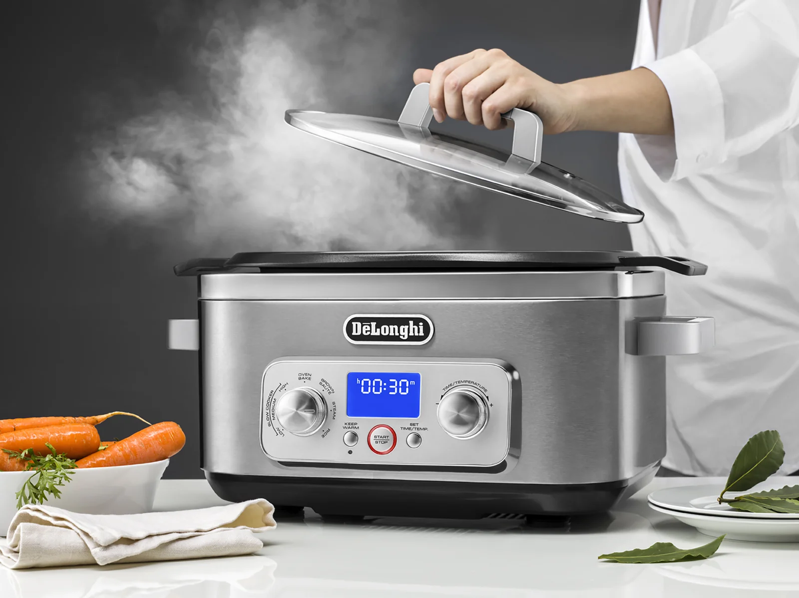 De'Longhi Livenza Multi-Cooker, Stainless Steel - 6 qt - Crock Pot Slow Cooker