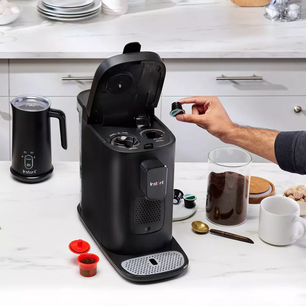 Instant Dual Pod Plus 3-in-1 Coffee Maker with Espresso Machine, Pod Coffee Maker and Ground Coffee, Nespresso Capsules Compatible - Black