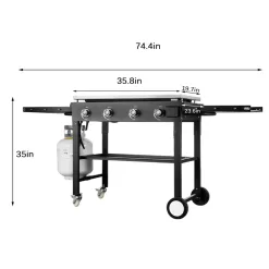 SKOYON 4-Burner Outdoor Gas Grill Propane Griddle Cooking Station