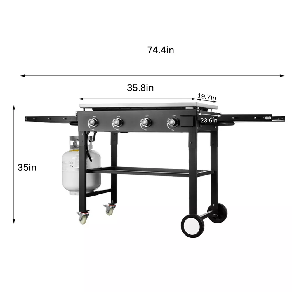 SKOYON 4-Burner Outdoor Gas Grill Propane Griddle Cooking Station