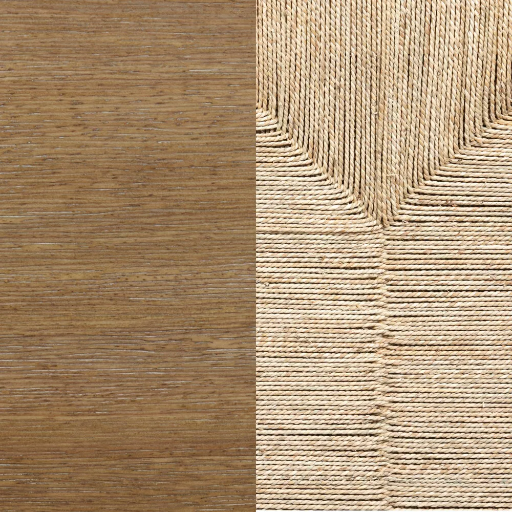 Nathan James Beacon Wood and Seagrass 2 Door Storage Cabinet - Brushed Light Brown/Seagrass