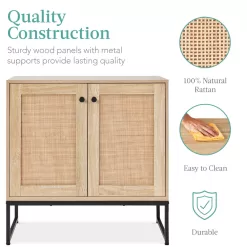 Best Choice Products 2-Door Rattan Storage Cabinet, Accent Furniture, Cupboard w/ Non-Scratch Foot Pads