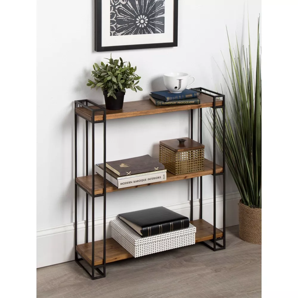 Kate and Laurel All Things Decor 30" x 26" Lintz Wood and Metal Floating Wall Shelves