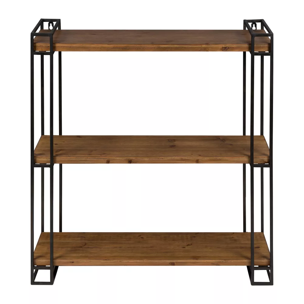 Kate and Laurel All Things Decor 30" x 26" Lintz Wood and Metal Floating Wall Shelves