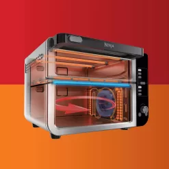 Ninja 12-in-1 Double Oven with FlexDoor, FlavorSeal & Smart Finish, Rapid Top Oven, Convection and Air Fry Bottom Oven - DCT401