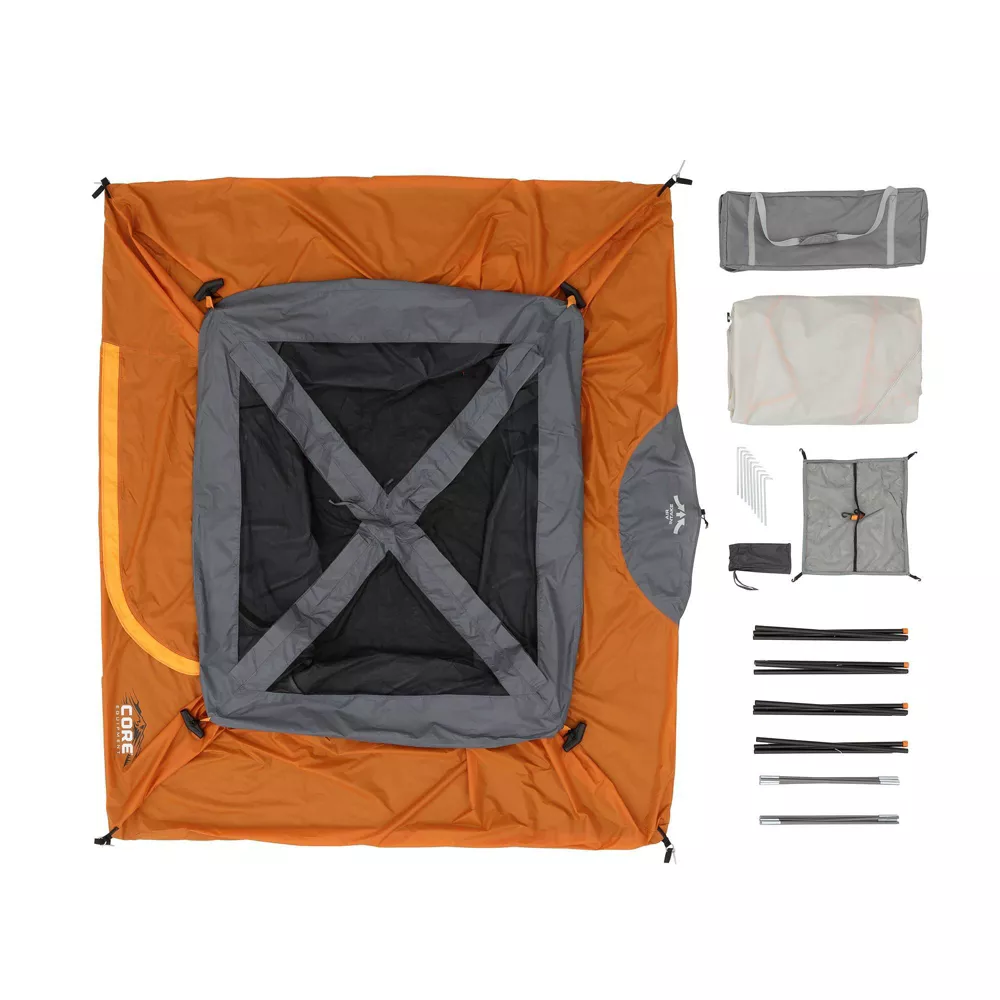 Core Equipment 4 Person Straight Wall Tent - Orange
