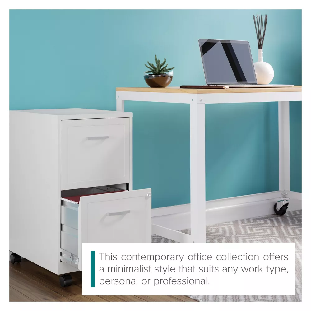Space Solutions 48" Wide Mobile Metal Desk for Home Office with Maple Top - Space Solutions