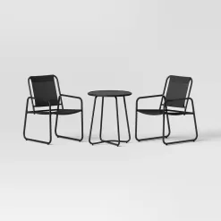 Room Essentials 3pc Metal Patio Bistro Set, Outdoor Furniture Set - Black