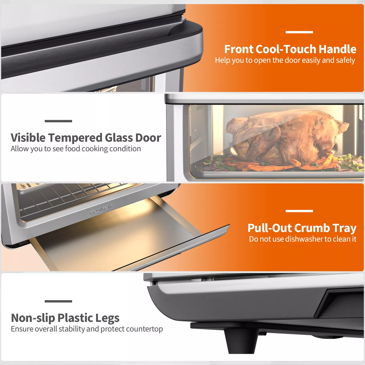 Costway 21QT Convection Air Fryer Toaster Oven 8-in-1 w/ 5 Accessories & Recipe