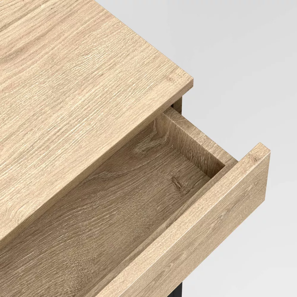 Threshold Loring Wood Writing Desk with Drawers and Charging Station - Oak