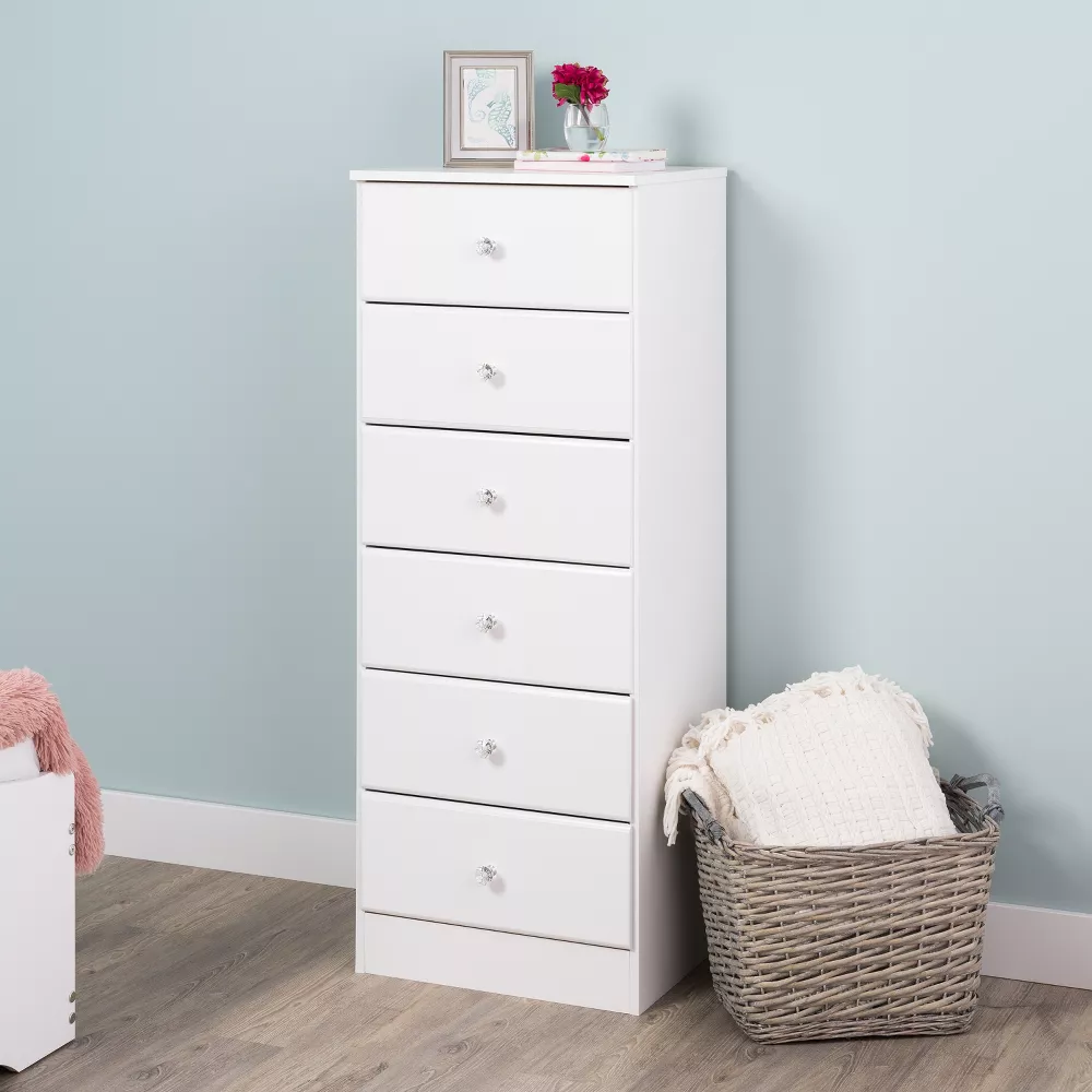 Prepac Astrid 6 Drawer Tall Chest - White