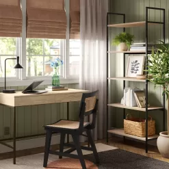 Threshold Loring Wood Writing Desk with Drawers and Charging Station - Oak