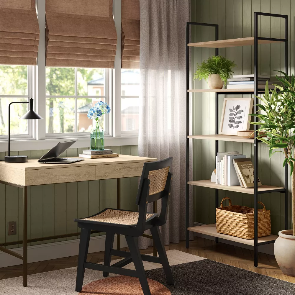 Threshold Loring Wood Writing Desk with Drawers and Charging Station - Oak