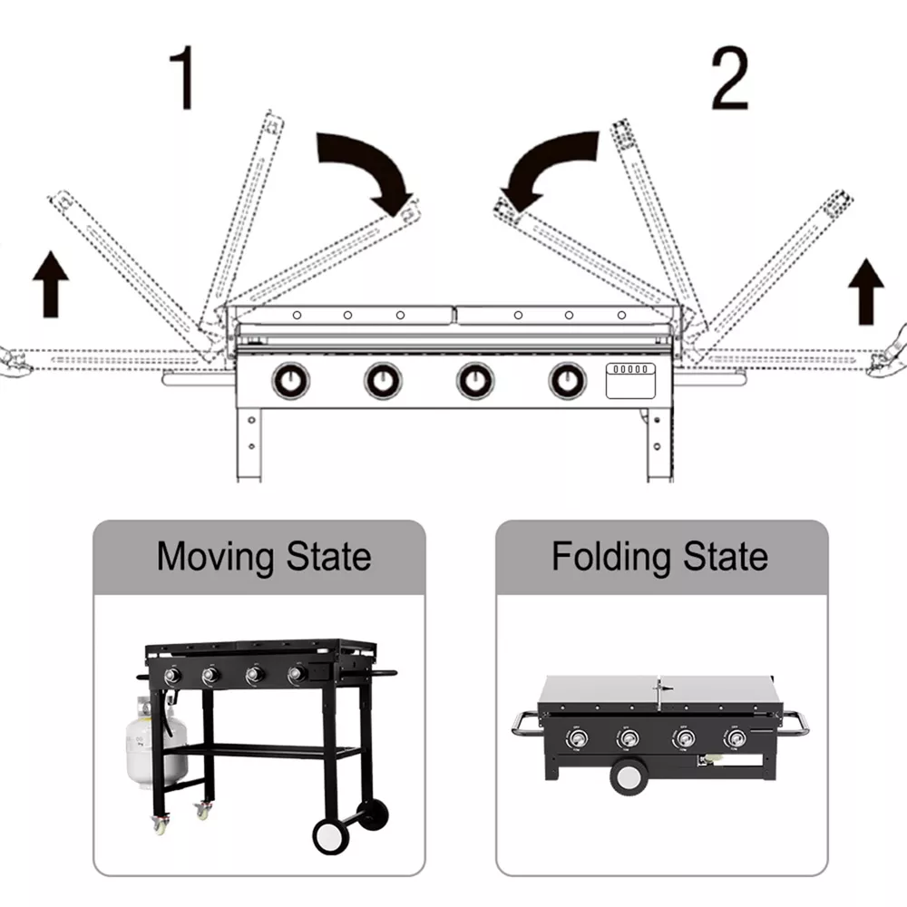 SKOYON 4-Burner Outdoor Gas Grill Propane Griddle Cooking Station