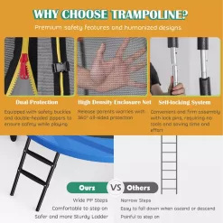 Costway 12FT Recreational Trampoline w/ Basketball Hoop Safety Enclosure Net Ladder