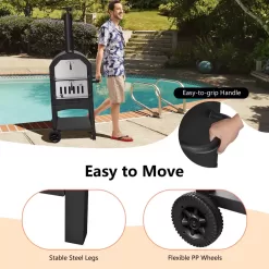 Costway Outdoor Pizza Oven Wood Fire Pizza Maker Grill w/ Pizza Stone & Waterproof Cover