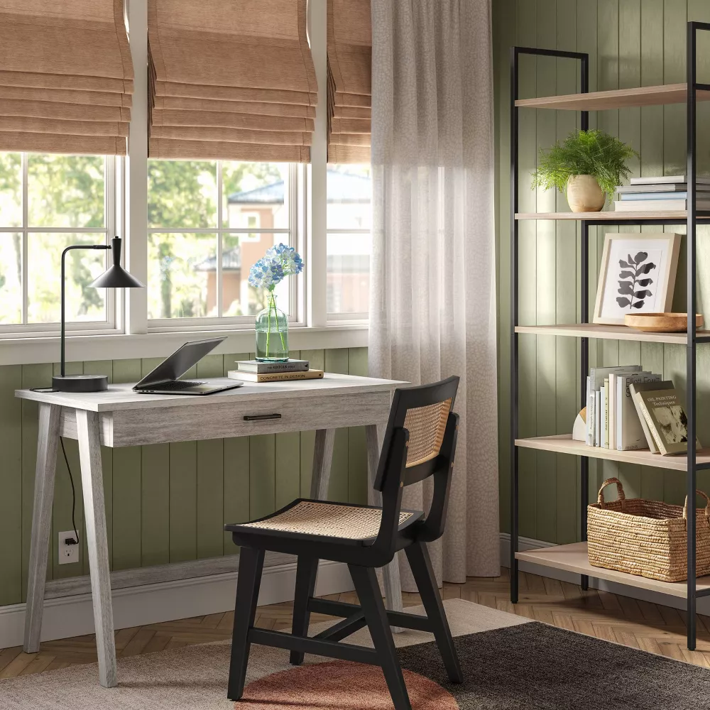Threshold Paulo Wood Writing Desk with Drawer - Off White