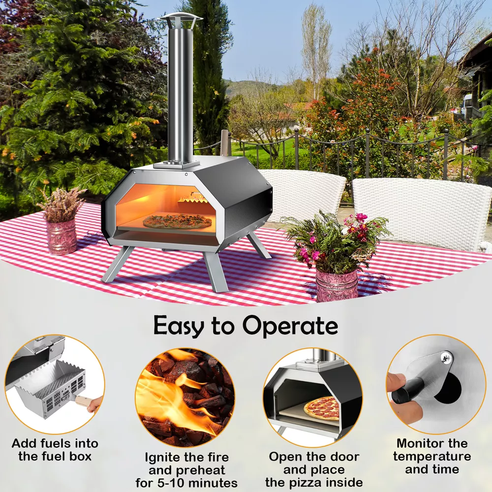Costway Outdoor Pizza Oven Machine 12'' Pizza Grill Maker Portable with Foldable legs