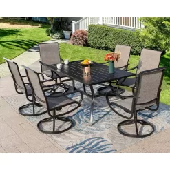 Captiva Designs Outdoor Rectangle Steel Dining Table - Black