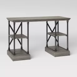 Threshold Conway Wood Writing Desk with Storage Gray