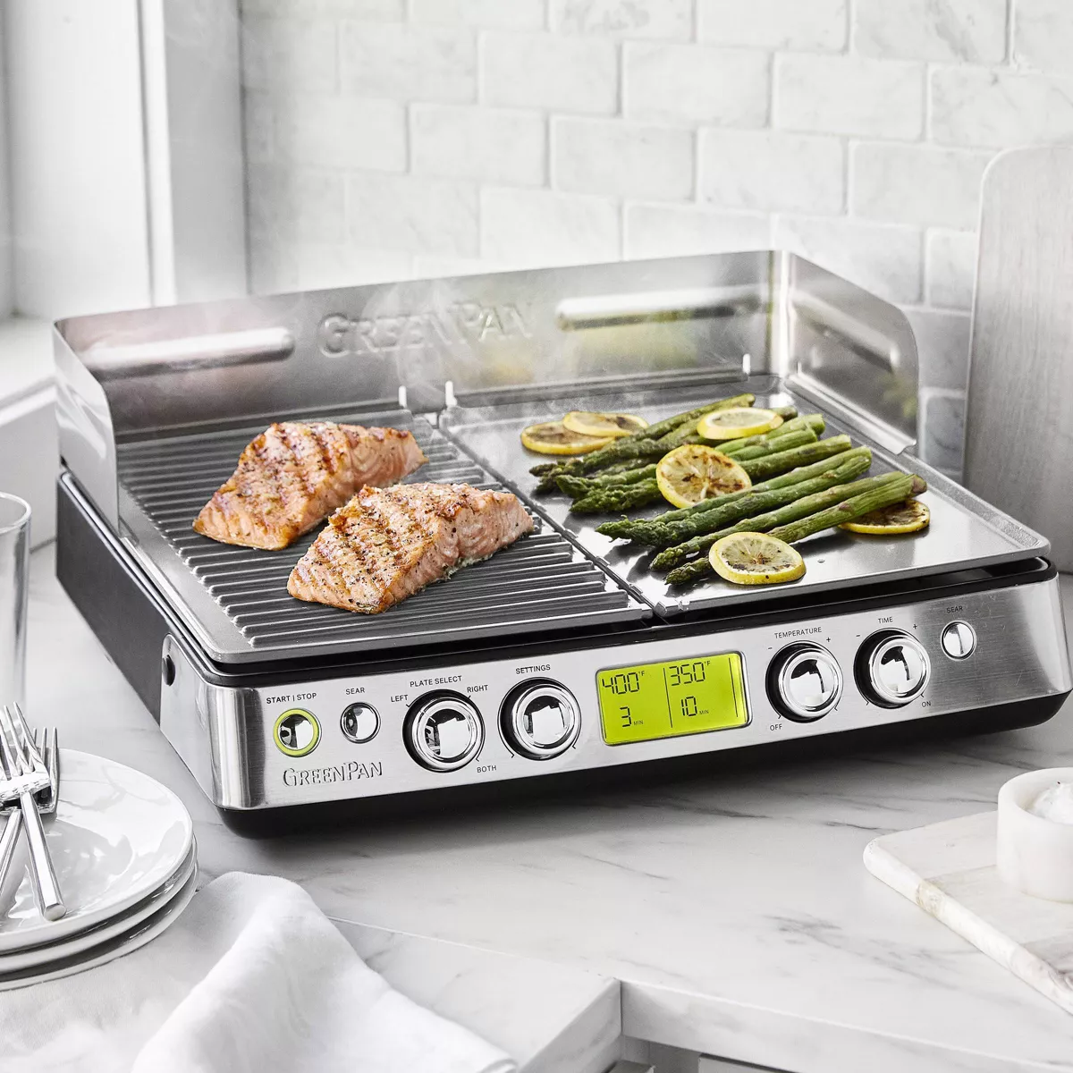 GreenPan Elite Indoor Ceramic Nonstick XL Smoke-Less Grill & Griddle - Black