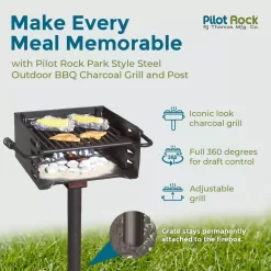 Pilot Rock H-16 B6X2 Park Style Heavy Duty Steel Outdoor BBQ Charcoal Grill