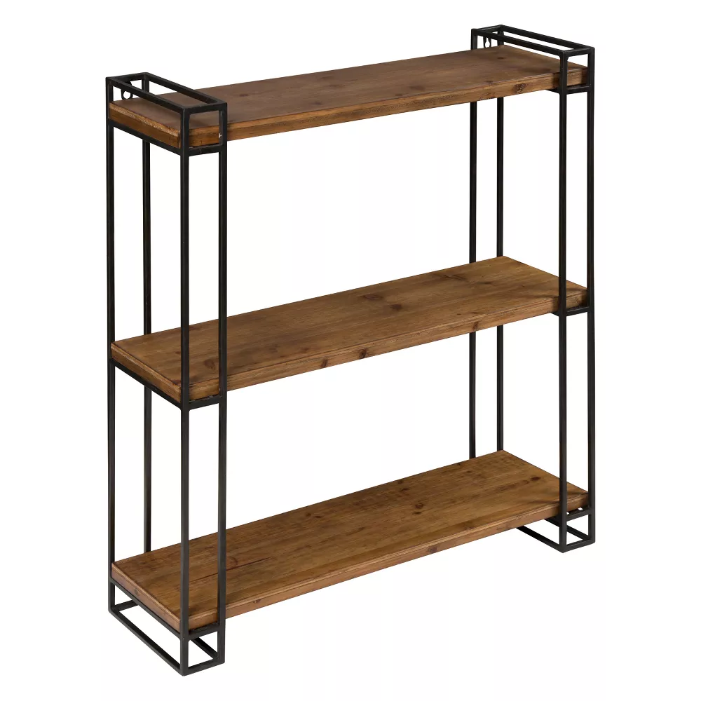 Kate and Laurel All Things Decor 30" x 26" Lintz Wood and Metal Floating Wall Shelves