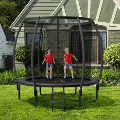Costway 12FT Outdoor Large Recreational Trampoline w/ Ladder Enclosure Net Safety Pad - Black