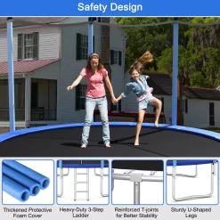 Costway 8/10/12/14/15/16FT Jumping Exercise Recreational Bounce Trampoline W/Safety Net