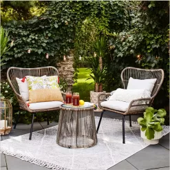 Threshold Latigo 3pc Rattan Patio Chat Set, Outdoor Furniture Set - Gray/Brown