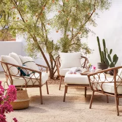 Threshold 2pc Britanna Outdoor Patio Chairs, Club Chairs Natural