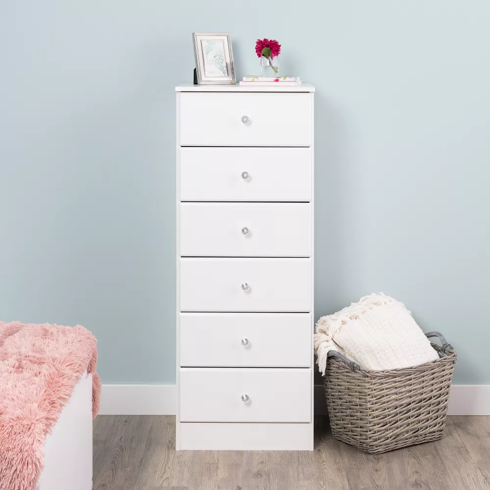 Prepac Astrid 6 Drawer Tall Chest - White