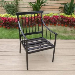 Captiva Designs 2pk Outdoor Steel Arm Chairs with Cushions