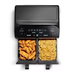 Gourmia 10-Qt. Dual Basket Digital Air Fryer with Smart Finish and Match Cook Black Stainless Steel
