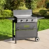 Captiva Designs GR20 3-Burner Portable Propane Gas Griddle with Cart and Lid - Black