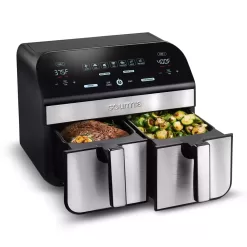 Gourmia 10-Qt. Dual Basket Digital Air Fryer with Smart Finish and Match Cook Black Stainless Steel