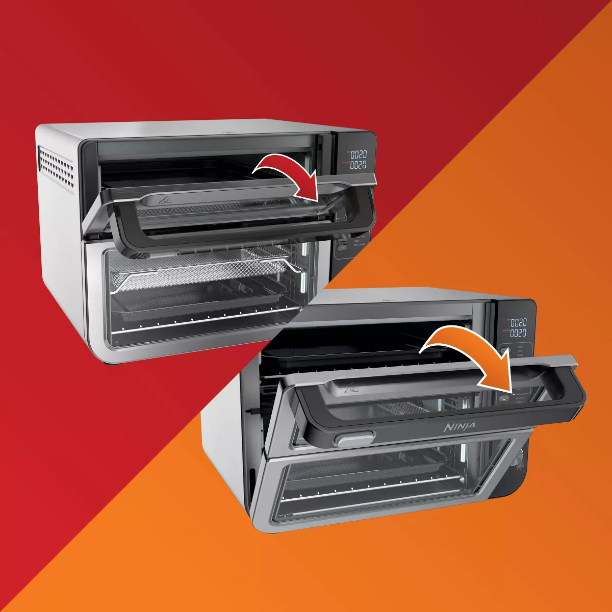Ninja 12-in-1 Double Oven with FlexDoor, FlavorSeal & Smart Finish, Rapid Top Oven, Convection and Air Fry Bottom Oven - DCT401