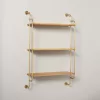 Hearth & Hand with Magnolia Wood & Brass Decorative 3-Tier Wall Shelf