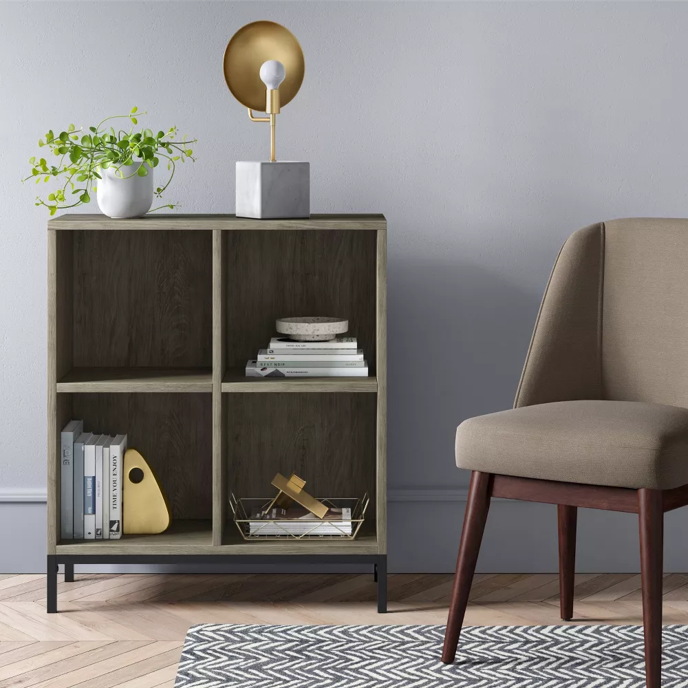 Threshold 34" Loring 4 Cube Bookcase - Gray