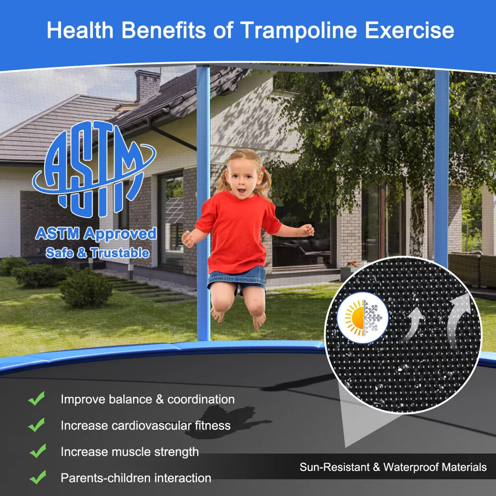 Costway 8/10/12/14/15/16FT Jumping Exercise Recreational Bounce Trampoline W/Safety Net