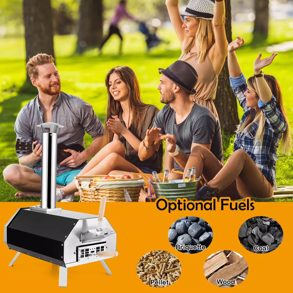 Costway Outdoor Pizza Oven Machine 12'' Pizza Grill Maker Portable with Foldable legs