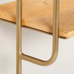 Hearth & Hand with Magnolia Wood & Brass Decorative 3-Tier Wall Shelf