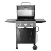 Grill Boss Outdoor BBQ Burner Propane Gas Grill for Barbecue Cooking with Side Burner, Lid, Wheels, Shelves and Bottle Opener