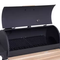 Outsunny 48" Steel Portable Backyard Charcoal BBQ Grill and Offset Smoker Combo with Wheels